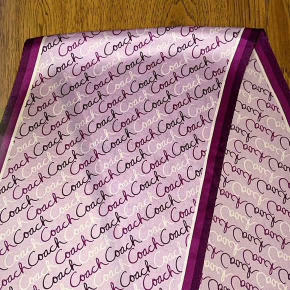 COACH Long Script Silk Scarf - Picture 4 of 6